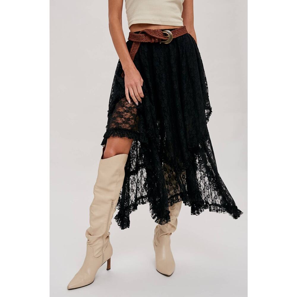 Bluivy Black Lace Midi Skirt
